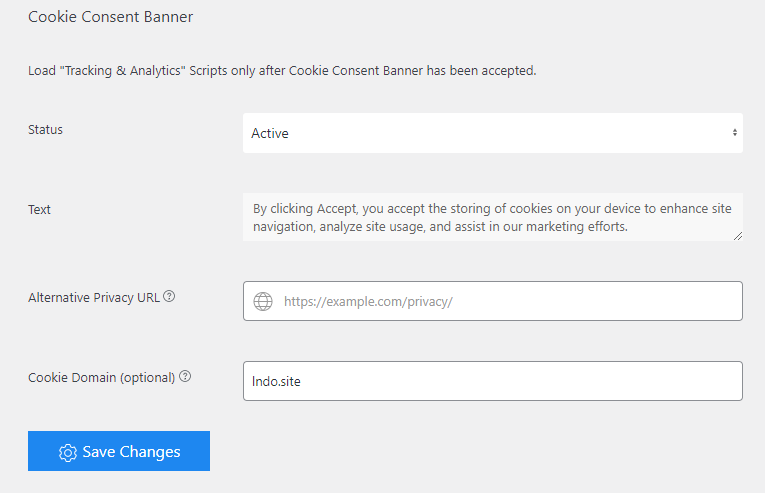 Cookie Consent Banner Settings