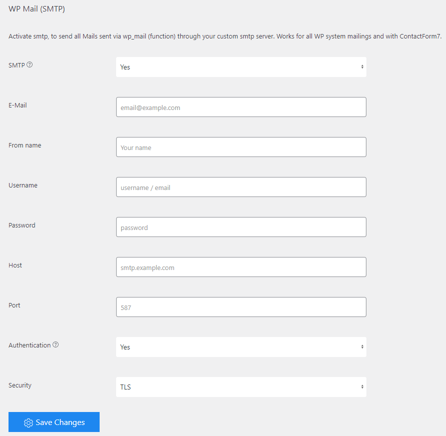 SMTP Mail Settings